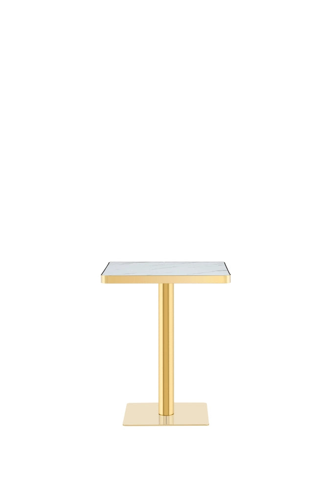 TAVOLO quadrato 60x60 cm effetto marmo bianco in MDF e metallo