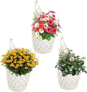 Set di pendenti per piante da 3 - decorazione boho con corda di cotone lampada da parete per fiori per interni/esterni