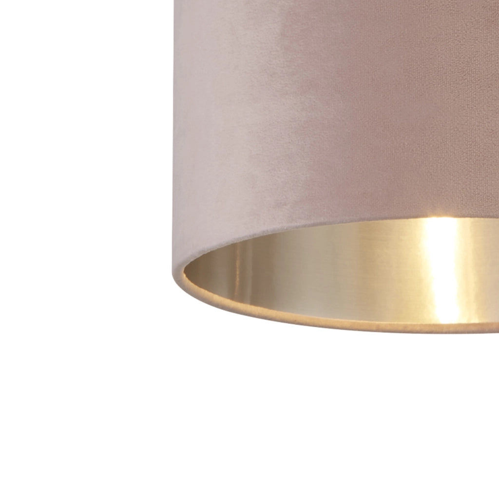 Paralume Contemporaneo Tamburo Acciaio Rosa Tessuto Argento 1 Luce D28Cm