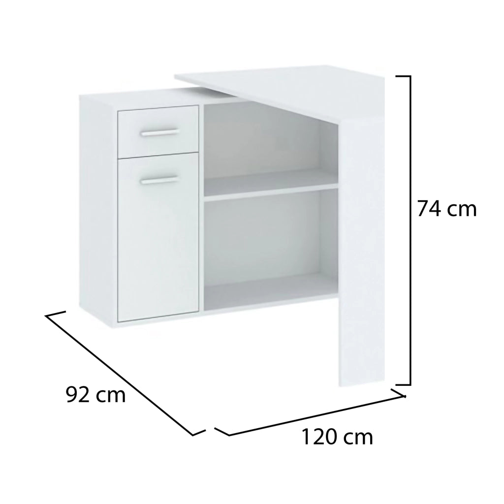 Linaza, Scrivania Angolare, 120x92x74h cm Bianco