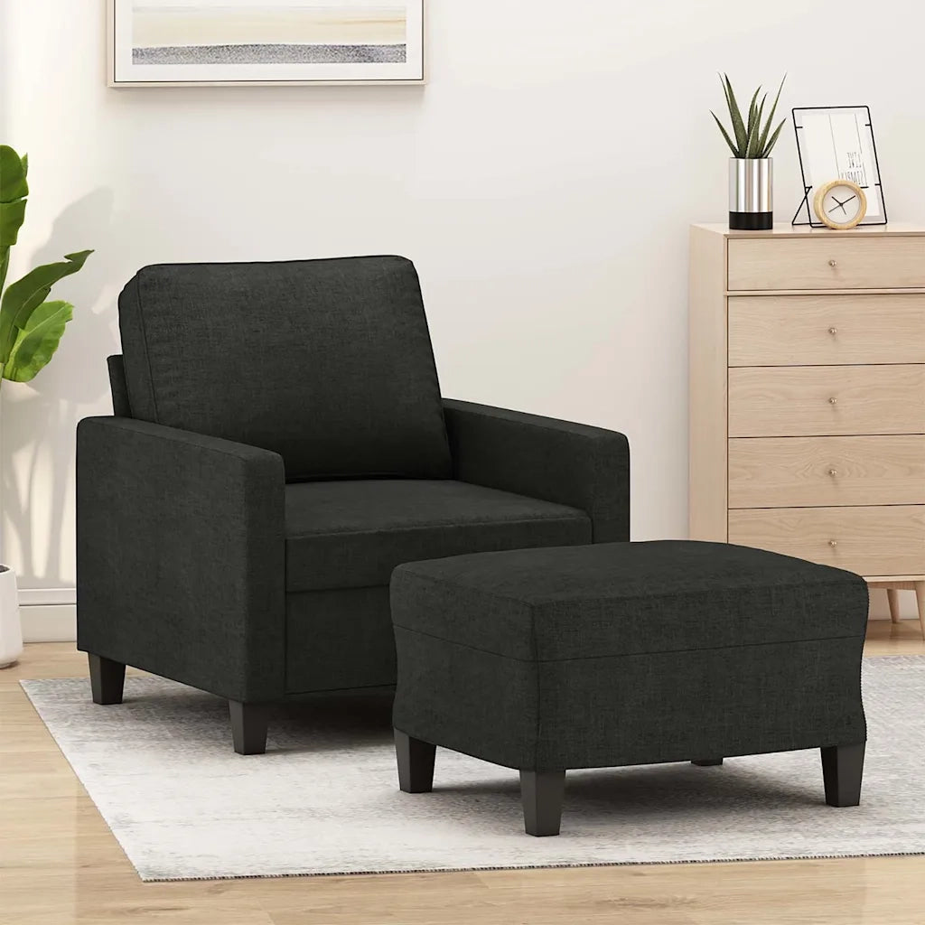 Poltrona | Sedia Relax con Poggiapiedi Nero 60 cm in Tessuto