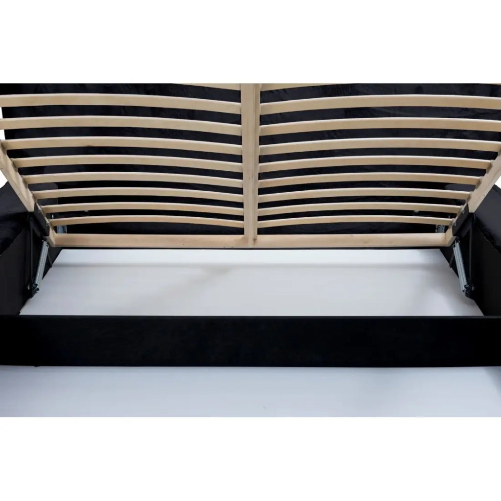 Letto contenitore ORLANE – Nero Ardesia polare – 140x200 cm – Rete sollevabile – Design di alta gamma
