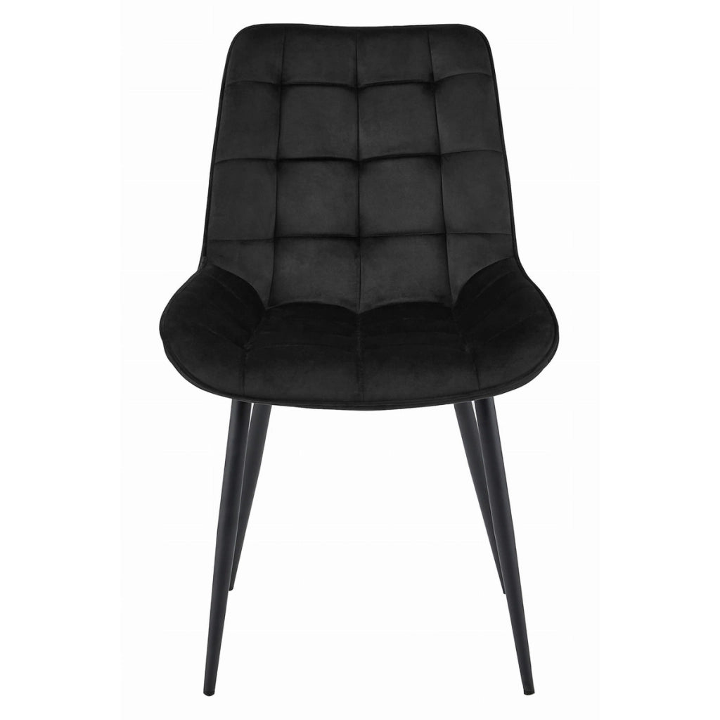 Set di 4 sedie Bera in velluto nero con trapuntatura