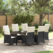 Set da Pranzo per Giardino con cuscino 7 pcs Nero polyrattan 3379609