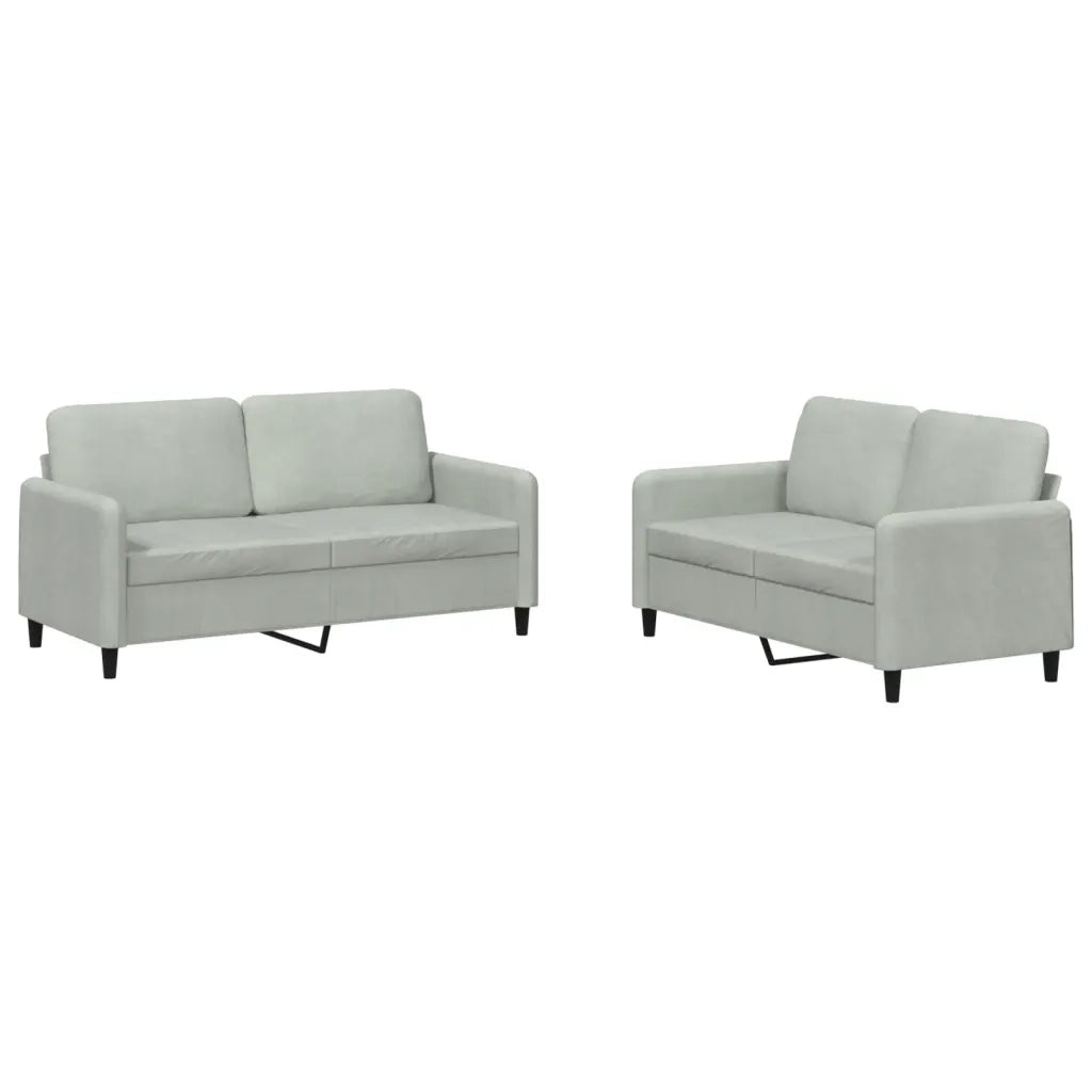 Set di Divani 2 pz Grigio Chiaro in Velluto 3201974