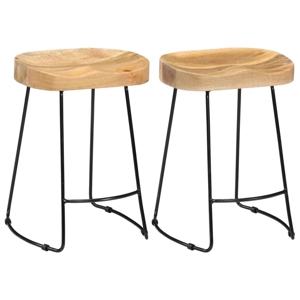 Set di due sgabelli da bar di design seduta a sedia legno massello di mango 1202098