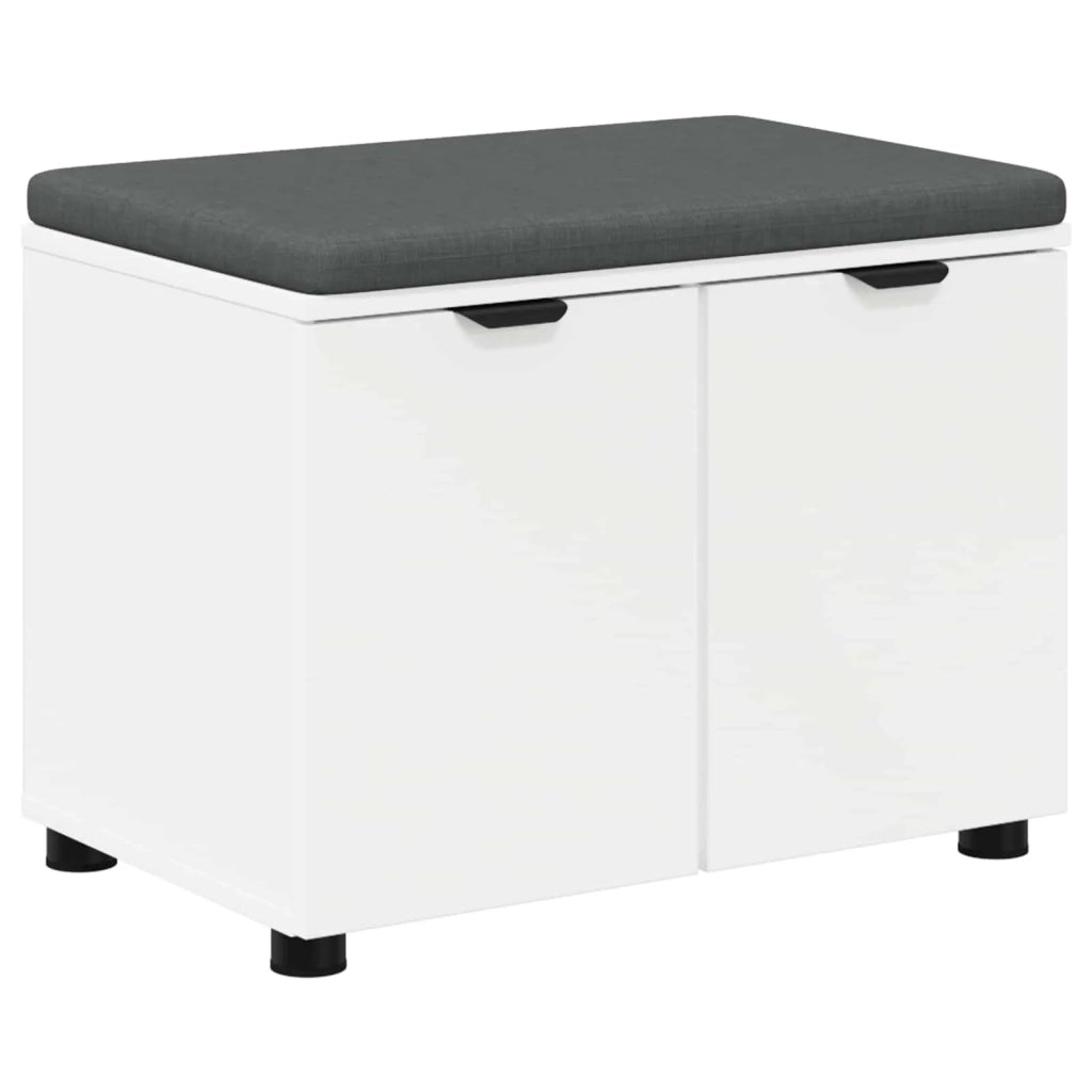 Panca per ingresso con cuscino con porta Bianco 60 x 38 x 46 cm 891472