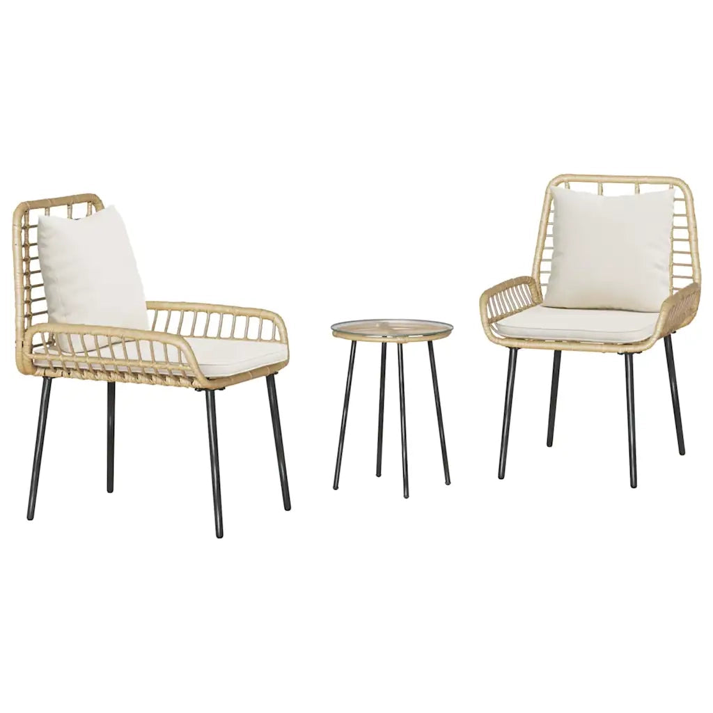 vidaXL Set da Pranzo per Giardino 3 pcs Marrone e Nero e Panna