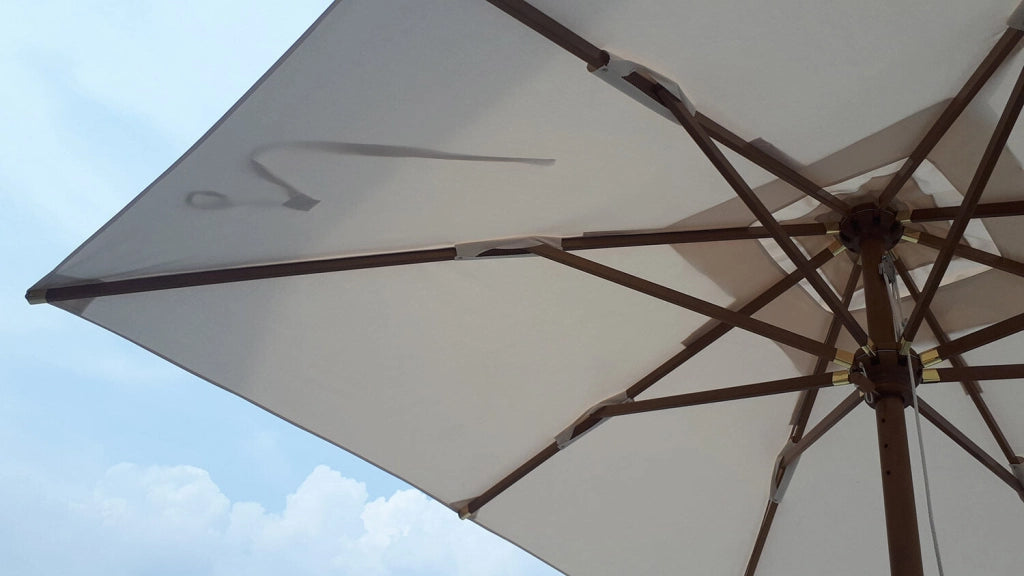 Ombrellone da Giardino 2,2x2,2 m Palo Ø48 mm in Legno Telo in Acrilico Danieli Bangkok Ecrù