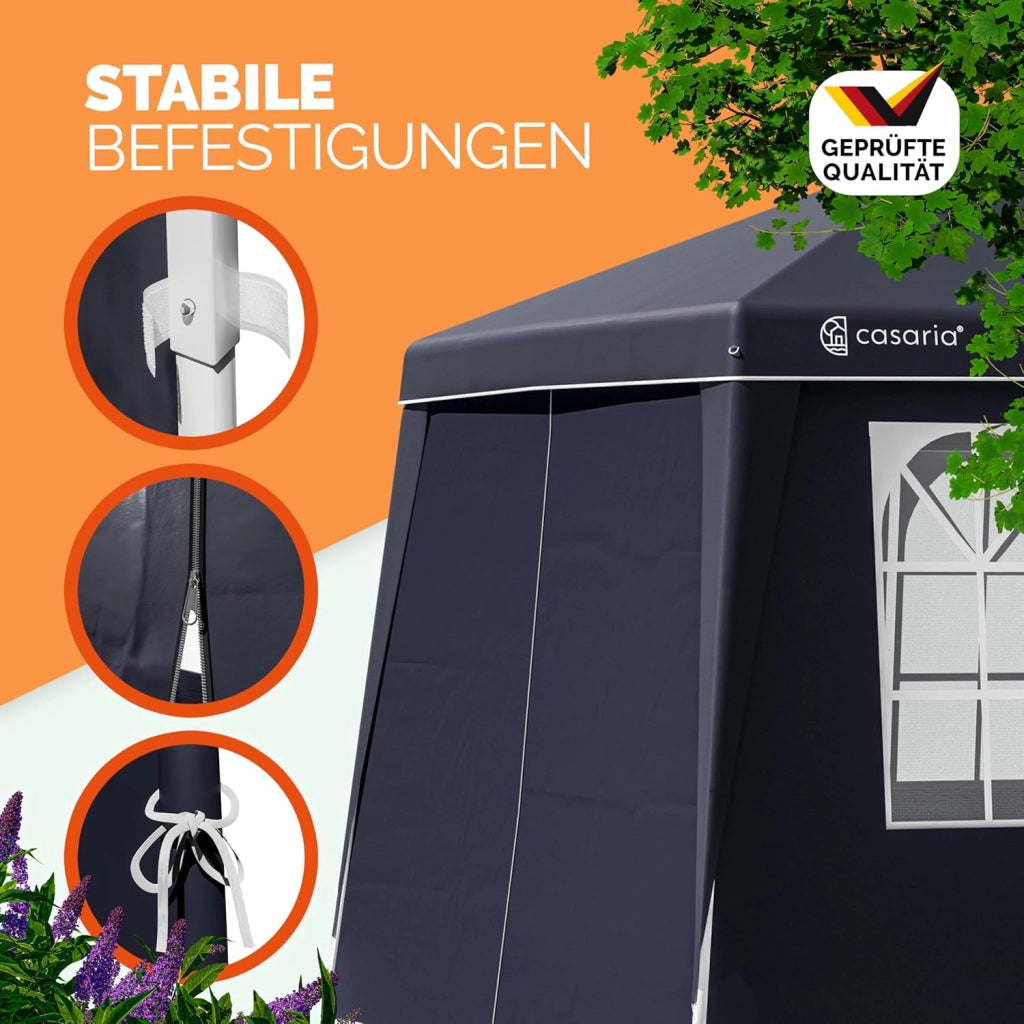 Gazebo pop-up, 3 x 3 m, con 4 parti laterali, colori assortiti, protezione UV 50+, con custodia, impermeabile, pieghevole, gazebo pieghevole, festival, capri, antracite