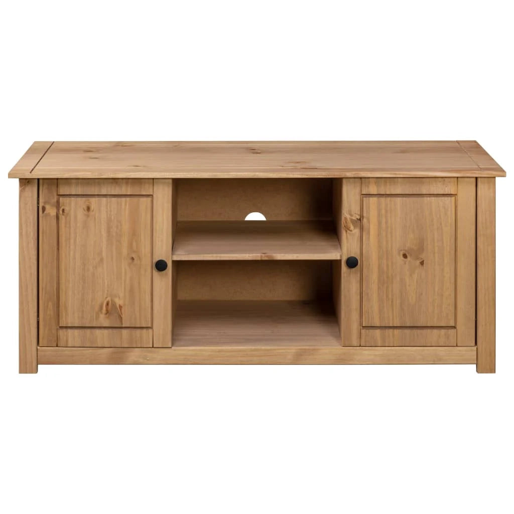 Mobile TV multimediale mensola per TV credenza per TV sala da pranzo soggiorno camera da letto 120 x 40 x 50 cm legno di pino massiccio gamma Panama marrone 02_0025872