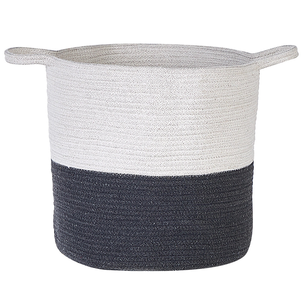 Set di 2 cestini in tessuto cotone bianco nero 35/33 cm per la conservazione ornamento decorazione boho