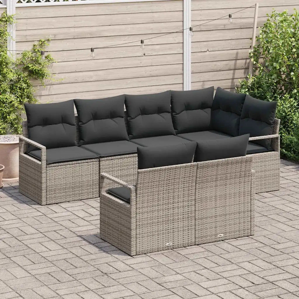 Set di divani 7 pcs Grigio polyrattan
