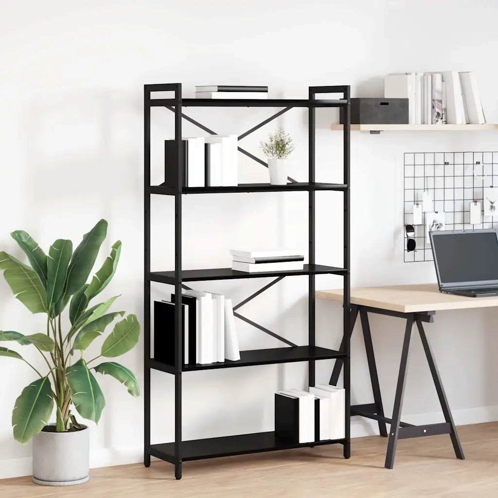 vidaXL Libreria Rovere nero 80 x 30 x 153 cm Legno multistrato