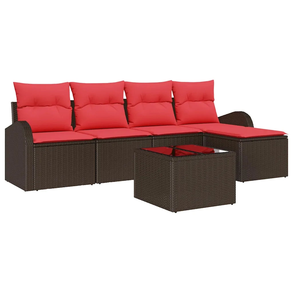 Set Divano da Giardino Marrone polyrattan