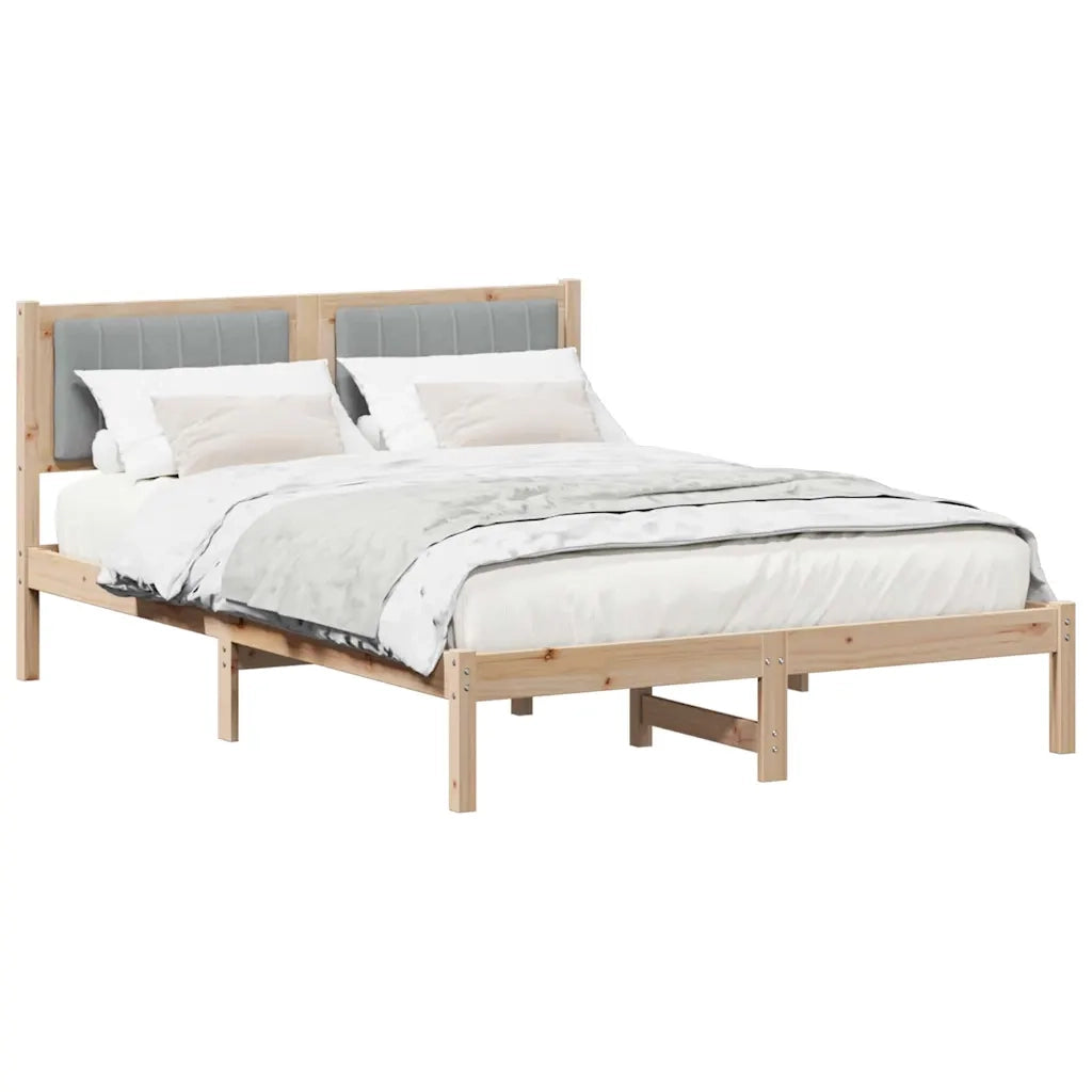 Letto con Testiera Rivestita Grigio chiaro 135 x 190 cm 878269