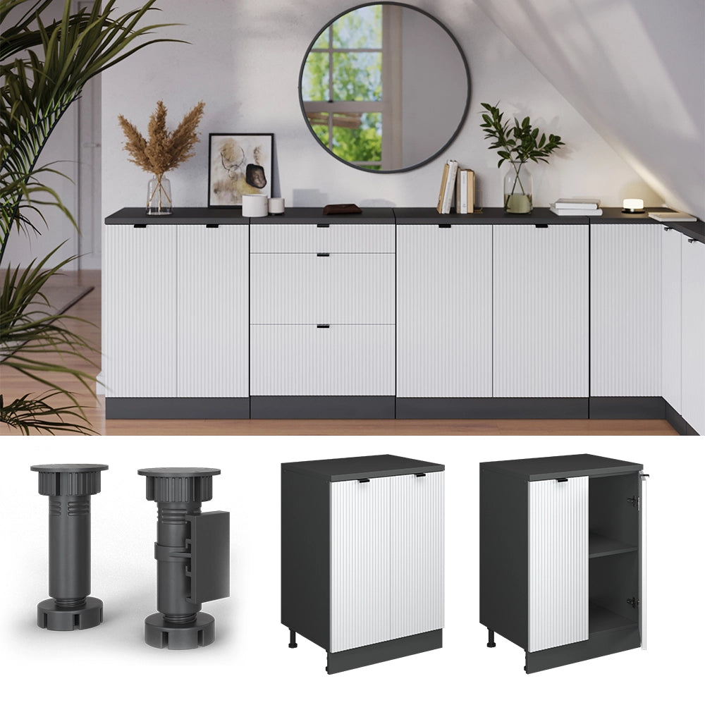 Mobile per mansarda Rion Ondulazione bianca/Antracite 60 x 83.8 cm senza inclinazione con 2 ante Vicco