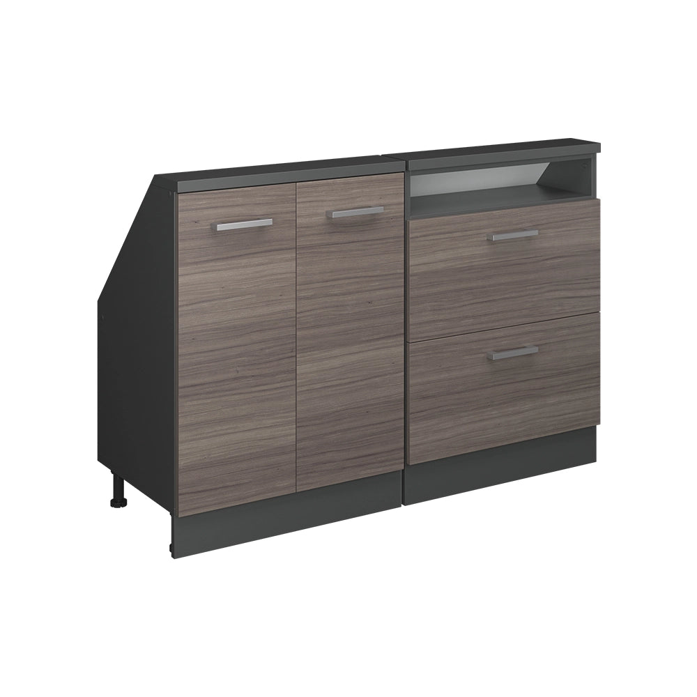 Mobile cucina sottotetto R-Line Grigio nobile/Antracite 120 cm Set di 2 Vicco