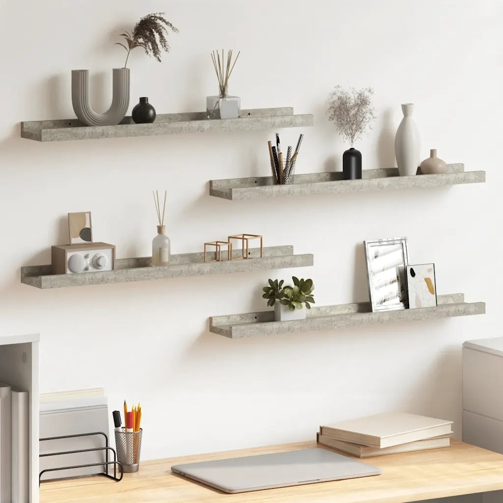 Mensole da Parete 4 pz Grigio Cemento 60x9x3 cm cod mxl 33276