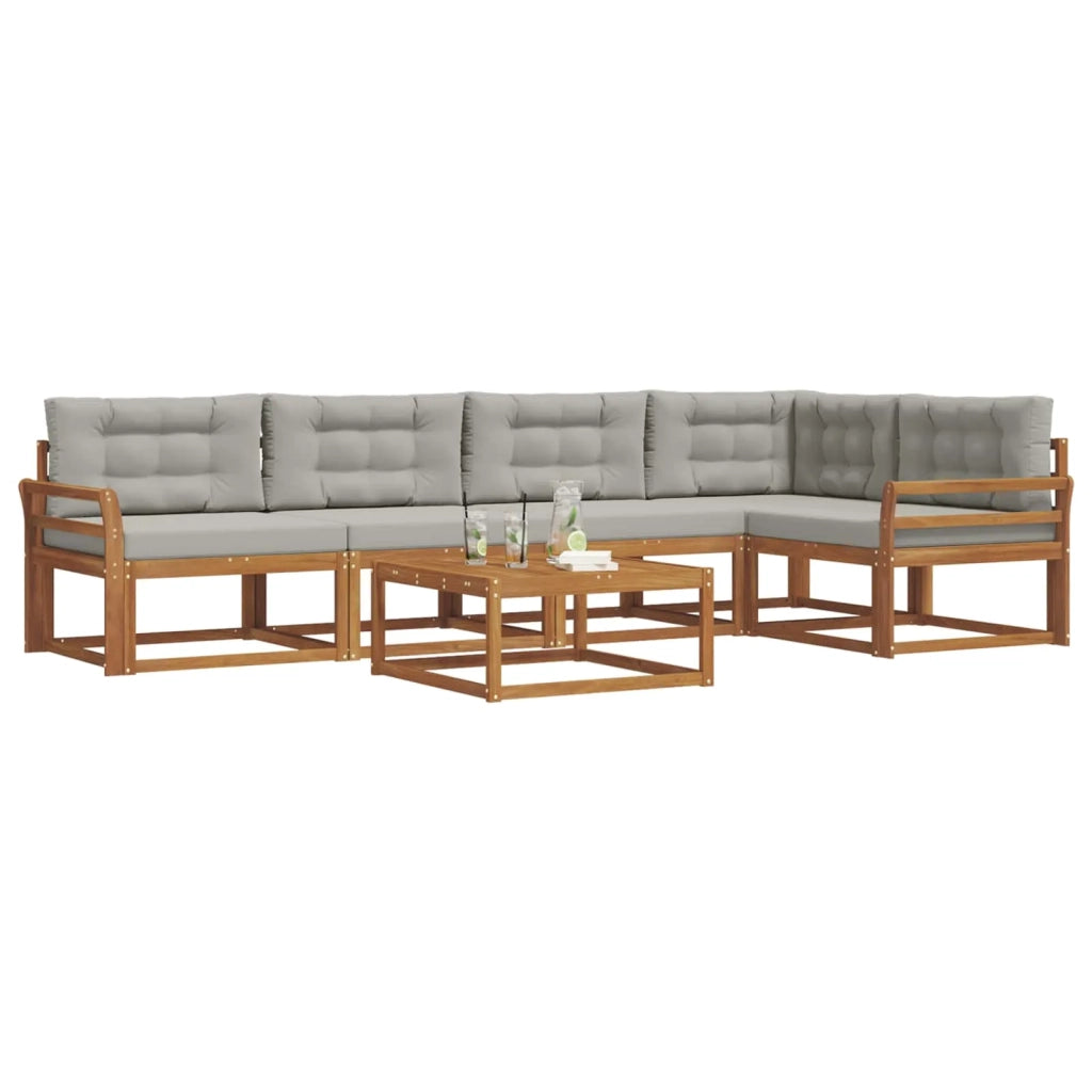 Set di divani da esterno 6 pcs Grigio Naturale e Chiaro 3367614