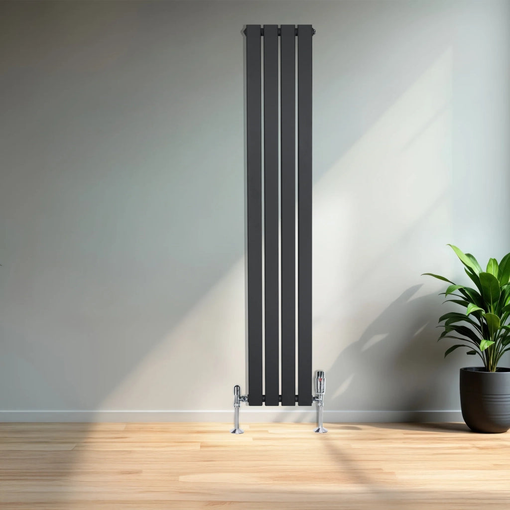 Radiatore Verticale 1600 x 280 mm con Valvole TRV Grigio Antracite