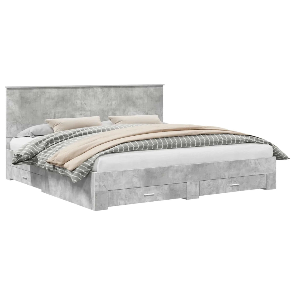 Struttura del letto con testiera Grigio cemento 200 x 200 cm