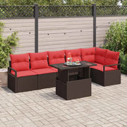 Set Divano da Giardino 7 pcs Marrone e Rosso polyrattan 3348840