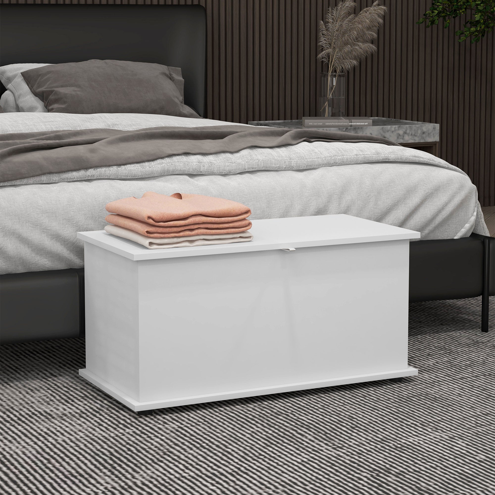 Panca Contenitore Multiuso 80x40x40 cm in Legno Bianco