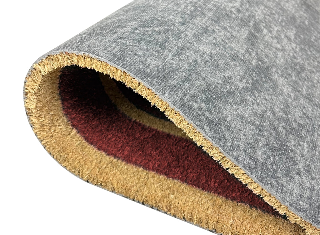  Zerbino Ingresso  In Cocco Naturale Misura XXL Grande Rettangolare 100 x 50 Cm Tappeto Asciugapassi Tappetino Antiscivolo Interno Esterno Porta Entrata Raschiafango - Rosso