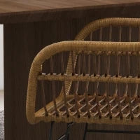 Set di 2 sedie in stile boho, sedie da cucina, rattan PE, 56 x 60 x 79 cm, Naturale + Nero