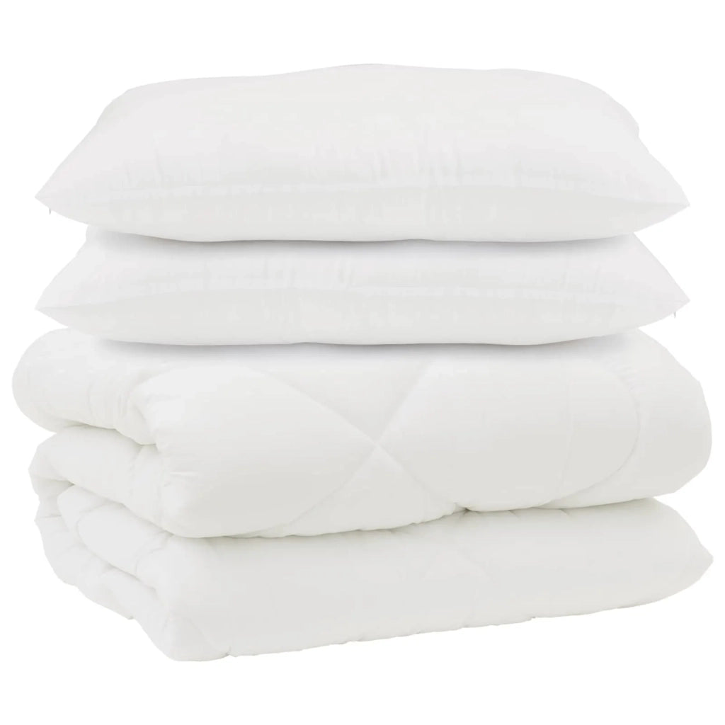 Piumone | Duvet con Cuscini 3 pz Bianco Microfibra e Piuma d'Oca