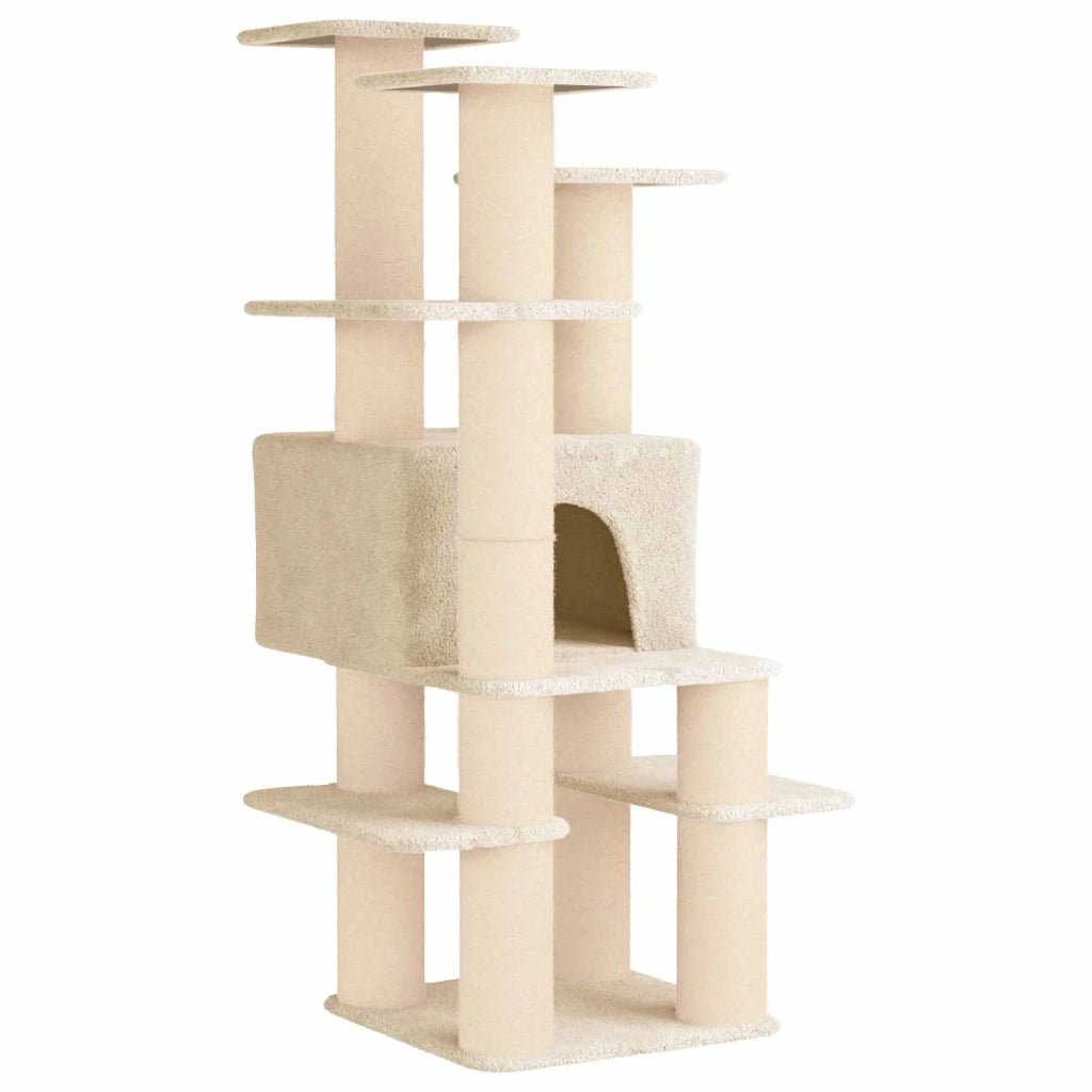 Albero per gatti con pali per graffiare in sisal Crema 161 cm 42033051