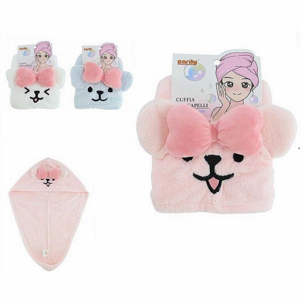 Trade Shop - Cuffia Capelli Asciugamano Assorbente Shampoo Bagno Doccia Cagnolina Fiocco 10740 -