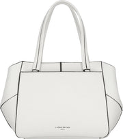 Borsa in Pelle di Cuoio Lilly con Piatte Gravate Bianca