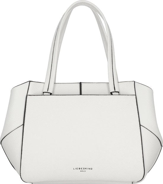 Borsa in Pelle di Cuoio Lilly con Piatte Gravate Bianca