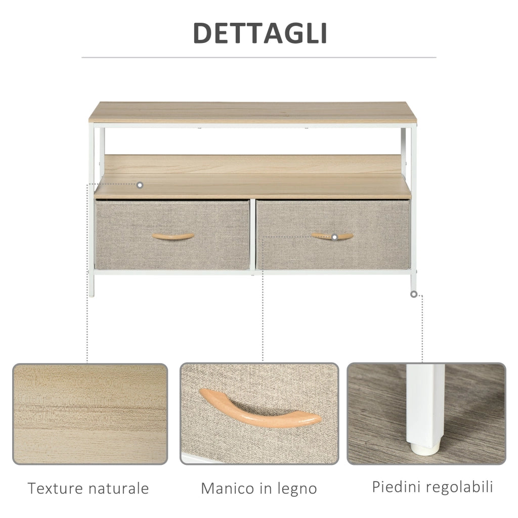 Mobile TV da 47" con Cassetti in Tessuto 98x29x56cm Colore Legno