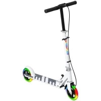 Monopattino Pieghevole per Bambini dai 3-8 Anni a 2 Ruote con Luci LED Manubrio Regolabile in 4 Altezze Doppio Freni Bianco