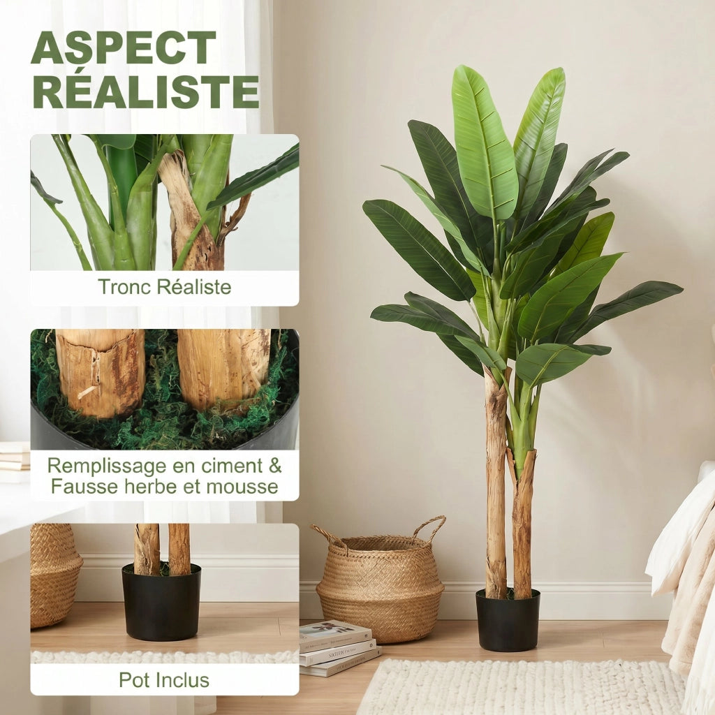 2 Piante Artificiali Banano in Vaso ¨C zephmum ¨C Verde, 150 cm