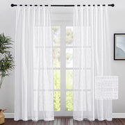 Tessuto per tende trasparente 140 x 220 cm - Tende con bavaglie - Tende bianche - 2 pezzi - Decorazione per finestre