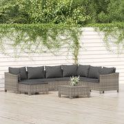 Set Divani da Giardino 8 pz con Cuscini in Polyrattan Grigiocod mxl 124590