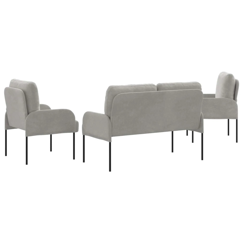 Set divani con cuscino 3 pcs Grigio chiaro 115 x 56 x 80 cm