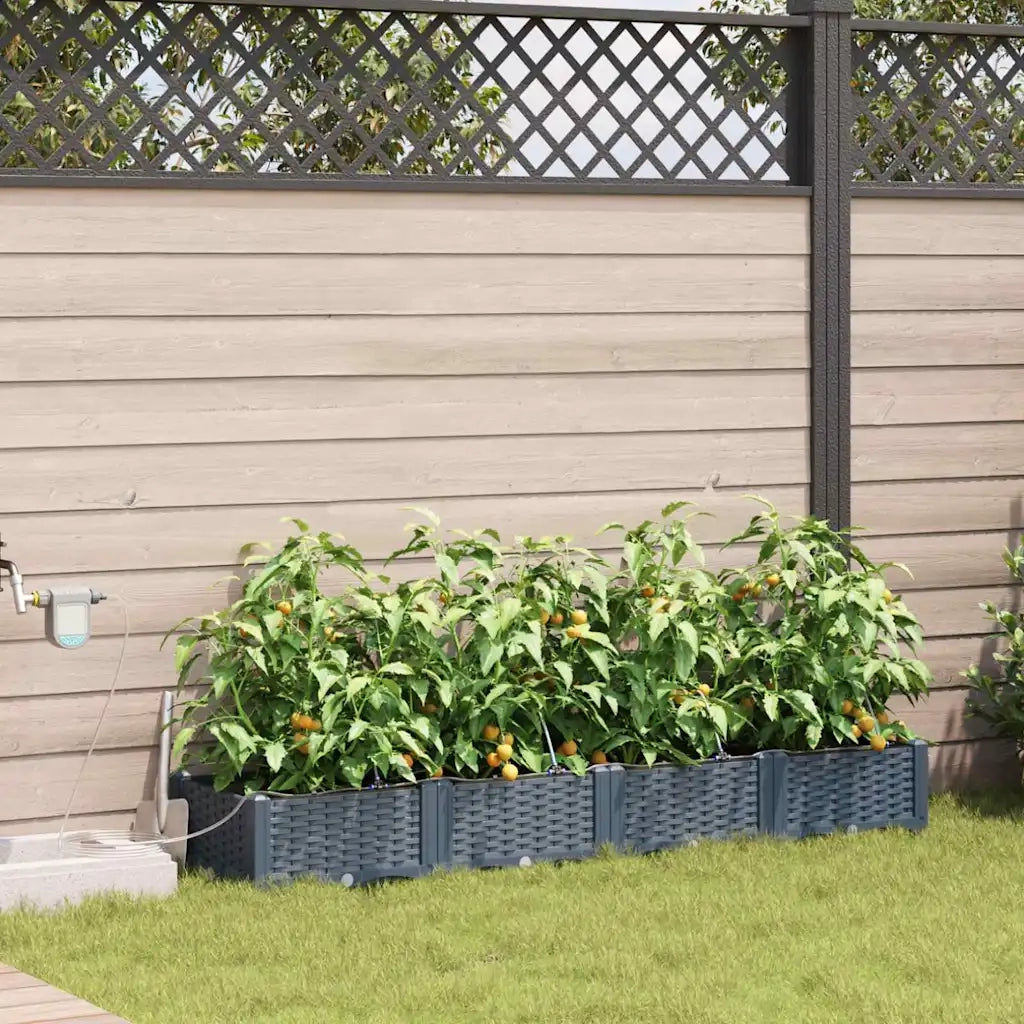 Vaso da giardino 4 pcs Grigio Chiaro Plastica 42002890