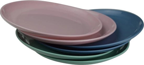 Piatti in plastica piccoli, 6 pezzi, diametro 19,5 cm, 3 colori, piatti per bambini, riciclabili, BPA-free (19,5 cm piatto piccolo)