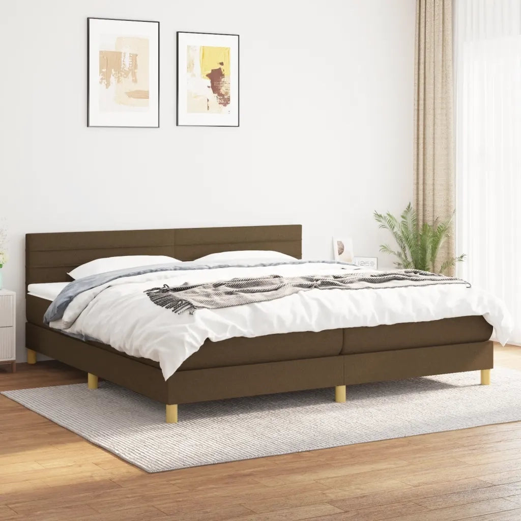 Giroletto a Molle con Materasso Marrone Scuro 200x200cm Tessuto cod mxl 37056