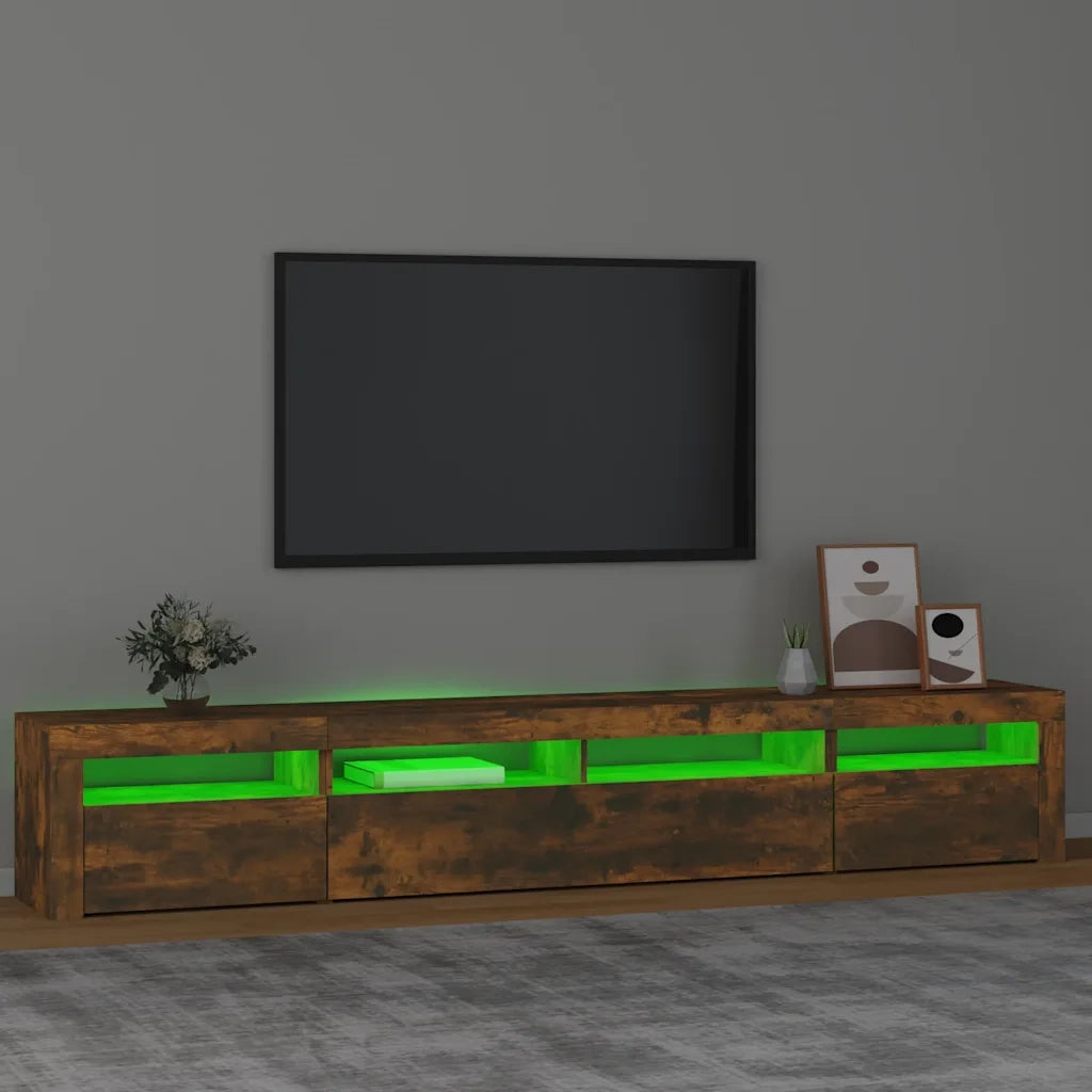 Mobile Porta TV con Luci LED Rovere Fumo 240x35x40 cm cod mxl 6386