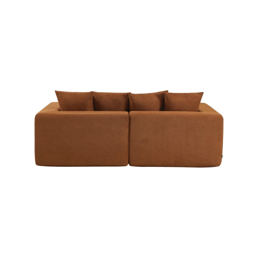 Divano modulare in tessuto ciniglia, 2 posti, terracotta