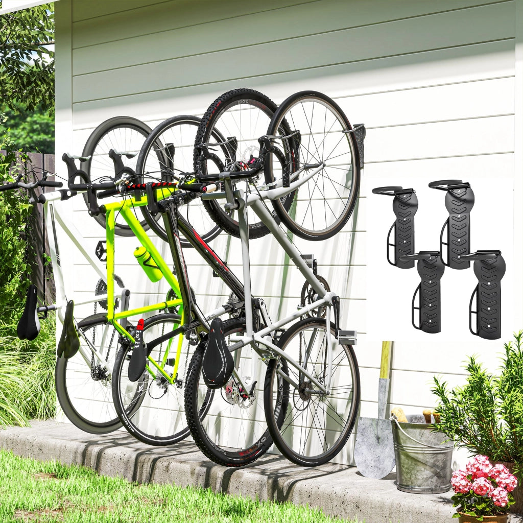 Supporto per bici da parete ¨C zephmum ¨C 4 pezzi, nero, 25.5x10.5x4 cm