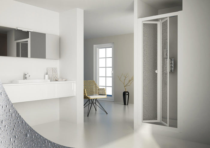 Porta Doccia 88 cm 1 Anta Scorrevole a Libro in Acrilico H185 cm Dorini Bianco