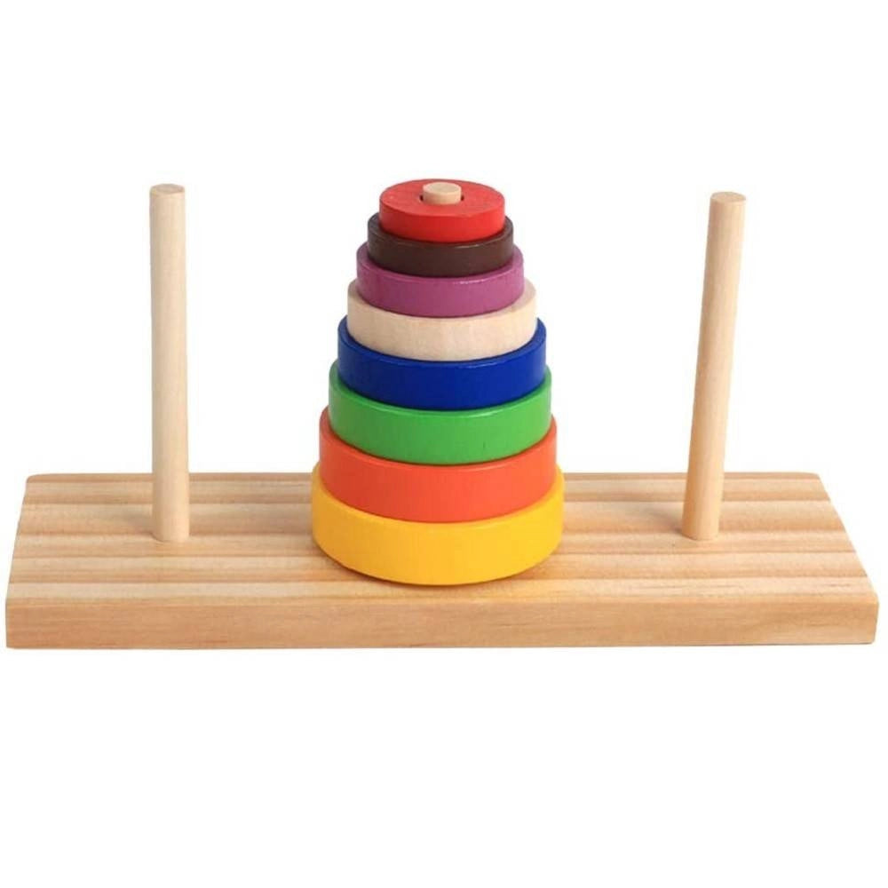 Trade Shop - Set Di Puzzle Legno Anello Colorato Torre Giocattoli Educativi Sviluppo Bambini -
