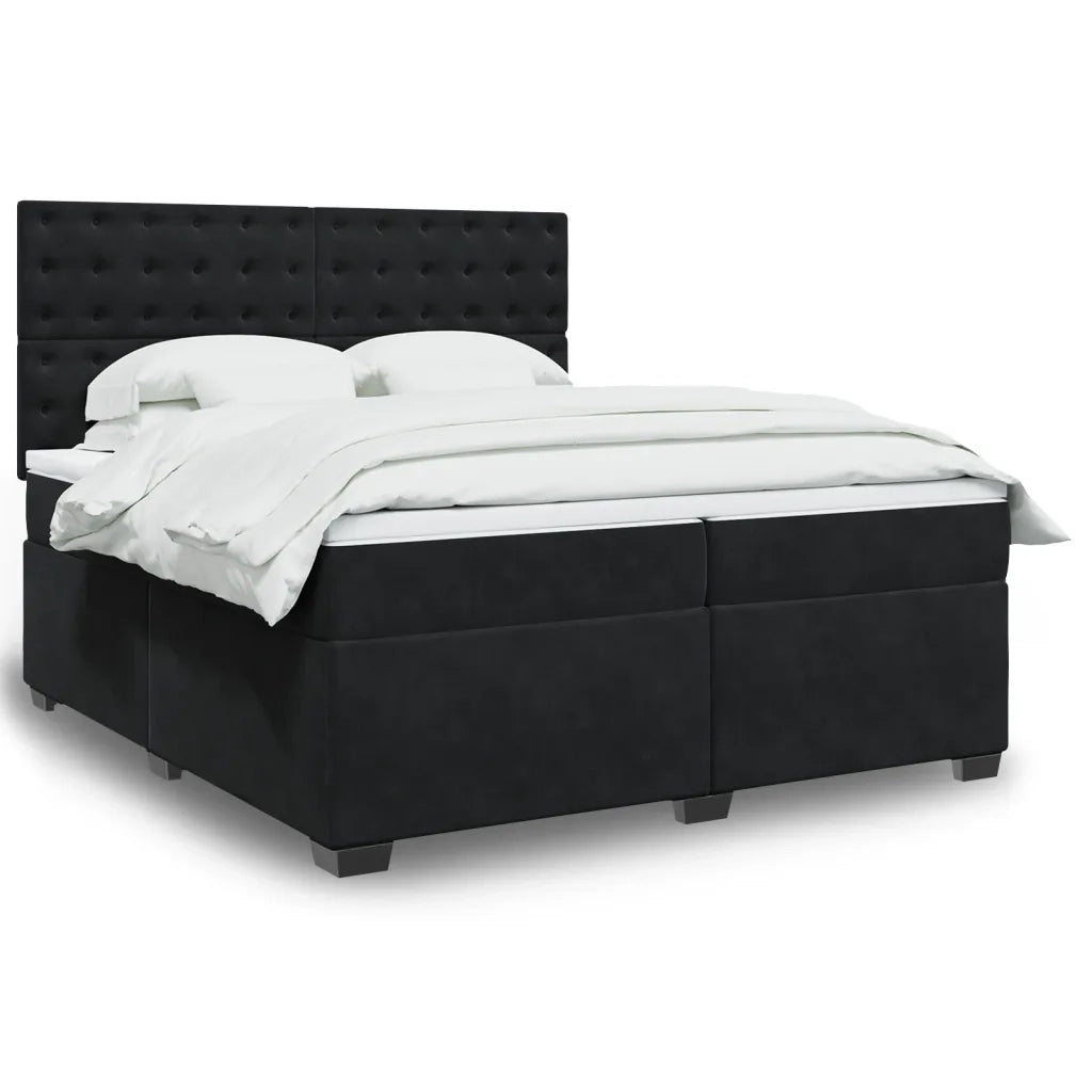 Giroletto a Molle con Materasso Nero 200x200 cm in Velluto 3293316